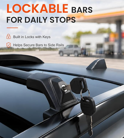 330 LBS Lockable Roof Rack Cross Bars Fit for 2025-2026 Chevrolet Equinox with Raised Side Rails (NOT for EV), Aluminum Crossbars for Rooftop Cargo Carrier Kayak Bike, Sunroof Friendly