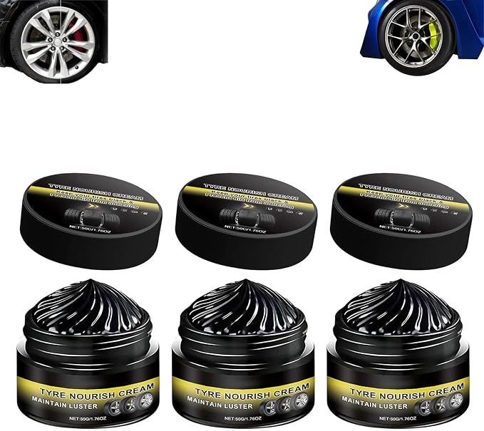 Tyre Nourish Cream, Tire Wax, Restores Black Gloss, Tire Shine, Tire Wax for Ultimate Wheel Protection, 2026 New Tyre Nourish Cream Maintain Luster, Long-Lasting Tire Shine Gelfor for Car Tires (3pcs)