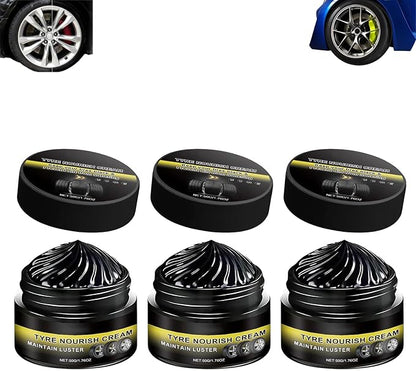 Tyre Nourish Cream, Tire Wax, Restores Black Gloss, Tire Shine, Tire Wax for Ultimate Wheel Protection, 2026 New Tyre Nourish Cream Maintain Luster, Long-Lasting Tire Shine Gelfor for Car Tires (3pcs)
