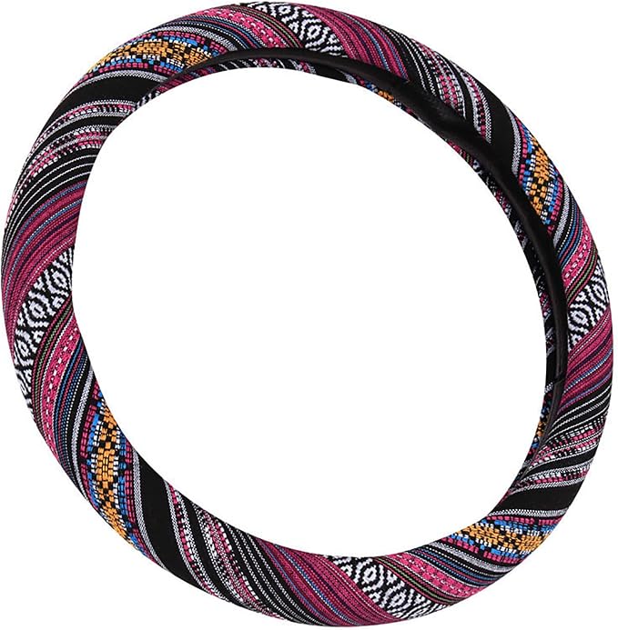 Boho Steering Wheel Cover for Women Men Baja Blanket Enthic Car Steering Wheel Cover Ethnic Car SUV Wheel Protector, Breathable, Anti-Slip, Odorless, Universal Fit 14.5-15 Inch