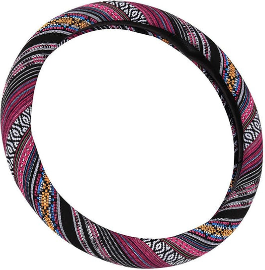 Boho Steering Wheel Cover for Women Men Baja Blanket Enthic Car Steering Wheel Cover Ethnic Car SUV Wheel Protector, Breathable, Anti-Slip, Odorless, Universal Fit 14.5-15 Inch