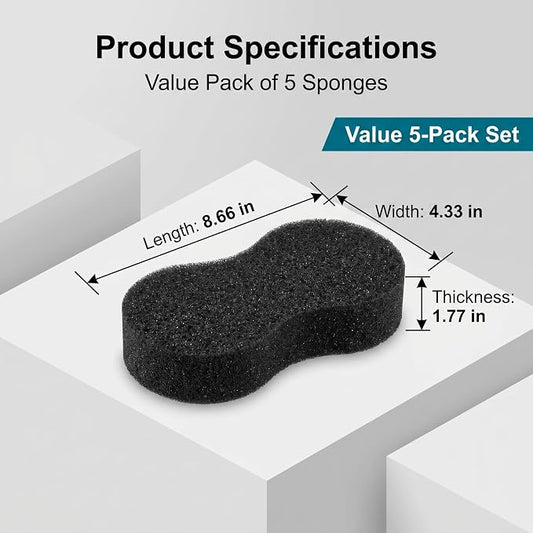 5 PCS Car Wash Sponge for Cleaning, High Density Waxing Wiping Car Sponge, Vehicle Compressed Foam Scrubber Kit, Universal Auto Easy Grip Sponges for Motorcycles Bikes Trucks SUVs (Black)