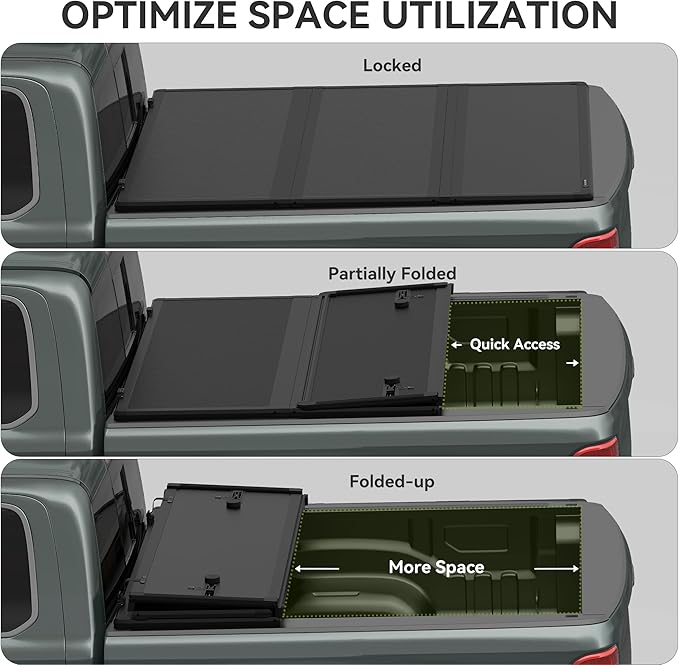 AUTOSAVER88 FRP Hard Tri-fold Truck Bed Tonneau Cover Compatible with Nissan Frontier 2005-2026 5 ft Bed (NO México)