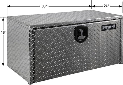 Buyers Products 1705119 Diamond Tread Aluminum Underbody Truck Tool Box, 18 x 24 x 36, Made in USA, .100 in. Thick, Corrosion-Resistant, Locking Compression Latch, Secure Storage for Work Trucks