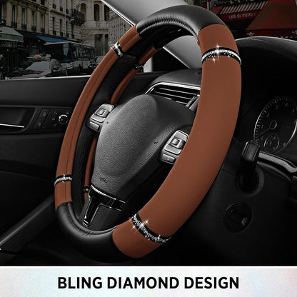 Road Comfort Leather Steering Wheel Cover – Premium Anti-Slip Car Steering Wheel Grip Cover – Universal Fit for 14.5”–15” Cars, Trucks & SUVs - Purple