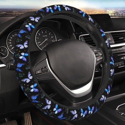 Butterflies Steering Wheel Cover Anti-Slip,Sweat Absorption Universal 15 inch Steering Wheel Covers Cute car Accessories for Men Women