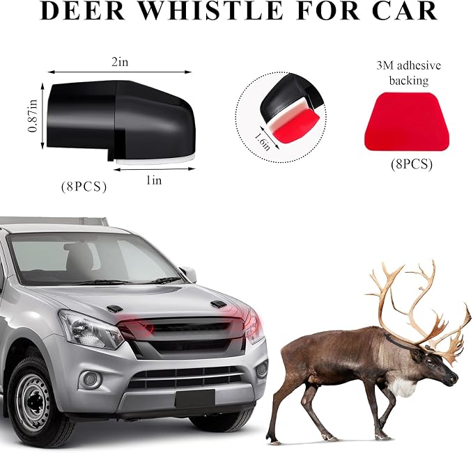 8 PCS Deer Whistles for Cars, Avoid Collisions Deer Warning Whistle with Adhesive Tape, Ultrasonic Animal Alert Devices for Motorcycle Truck SUV, Car Accessories