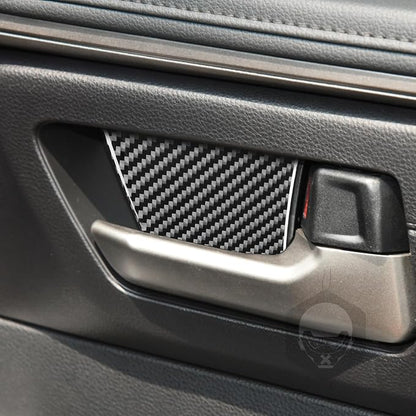 NVCNX Real Premium Carbon Fiber for Toyota Tundra 2022-2026 / Sequoia 2023-2026 2024 2025 Truck Pickup SUV Car Door Inner Handle Bottom Cover Interior Trim Accessories Thick Overlay Sticker Decal 4PCs