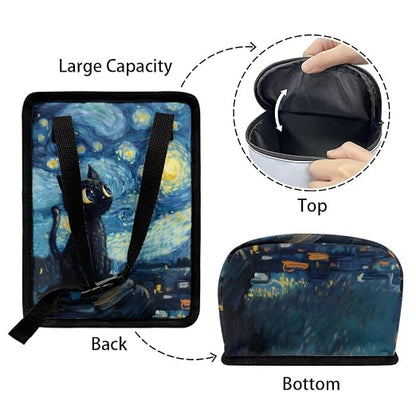 Talayituse Cat Starry Night Print Car Trash Can with Lid, Leak Proof Auto Trash Bag Hanging Vehicle Garbage Can Multipurpose Storage Container for Back Seat Road Trip