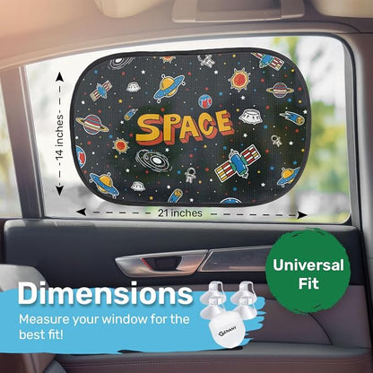GENANY 2pcs Astronaut Window Sun Shade for Sedan SUV Truck (21x14 Inches), Sun Shades for Side Window, Accessories for Kids, Baby Window Shades, Summer Car Decor