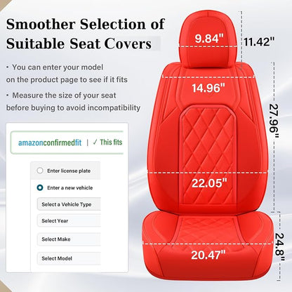 Coverado Car Seat Covers Full Set, 5 Seat Universal Seat Cover for Cars, Luxury Faux Leather Waterproof Seat Cover, Front and Back Car Seat Protector, Auto Seat Covers Fit for Most Vehicles, Red