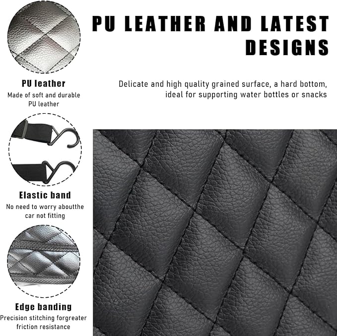 Ohleats Car Handbag Holder Between Seat, Leather Large Capacity Storage Pocket for Front Seat, Automotive Console Organizer Interior Backseat Barrier for Kids Pet, Car Accessories