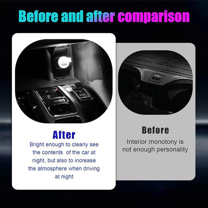 4 PCS USB LED Car Interior Atmosphere Lamp, Portable Mini LED Night Light, Plug-in USB Interface Trunk Ambient Lighting Kit, Universal Interior Car Accessories (White)