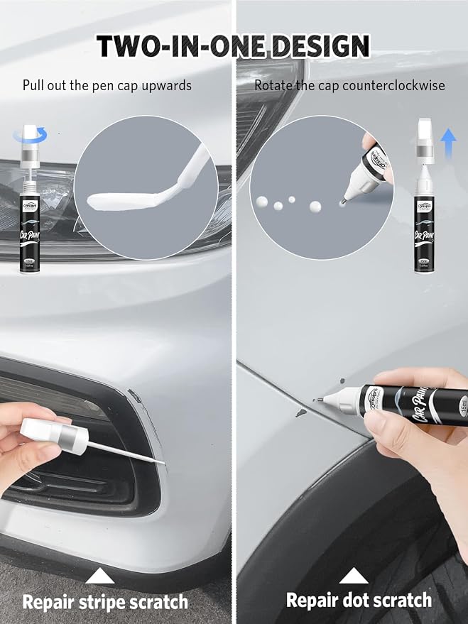 Agate Black Metallic(UM) for Ford Touch Up Paint Pen, 2 in 1 Car Scratch Remover with Pen Tip and Brush, Precise Color Match for Car Paint Scratch Repair, Quickly and Easily Fix Chips and Nicks