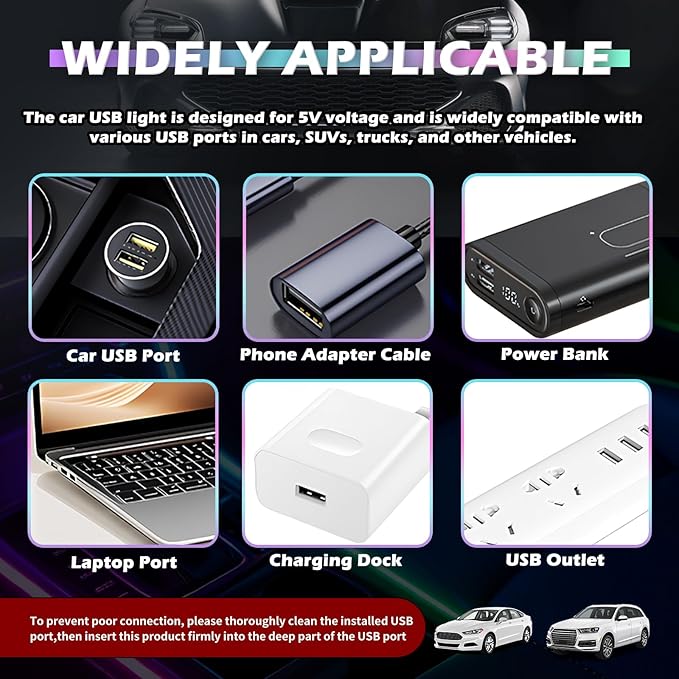 Mini USB LED Lights for Car,5V RGB Car LED Lights Interior USB Light with Adjustable Color & Brightness,Portable USBs A Ambient Lighting Cars Interior for Cars Atmosphere