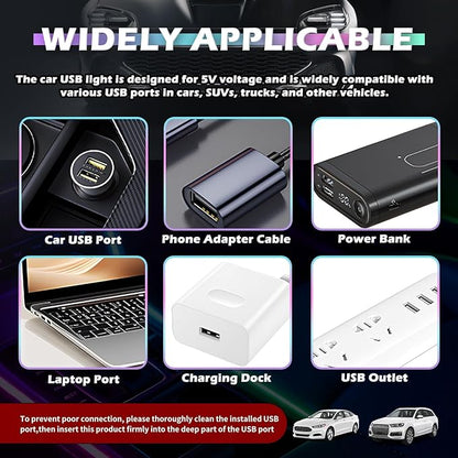 Mini USB LED Lights for Car,5V RGB Car LED Lights Interior USB Light with Adjustable Color & Brightness,Portable USBs A Ambient Lighting Cars Interior for Cars Atmosphere