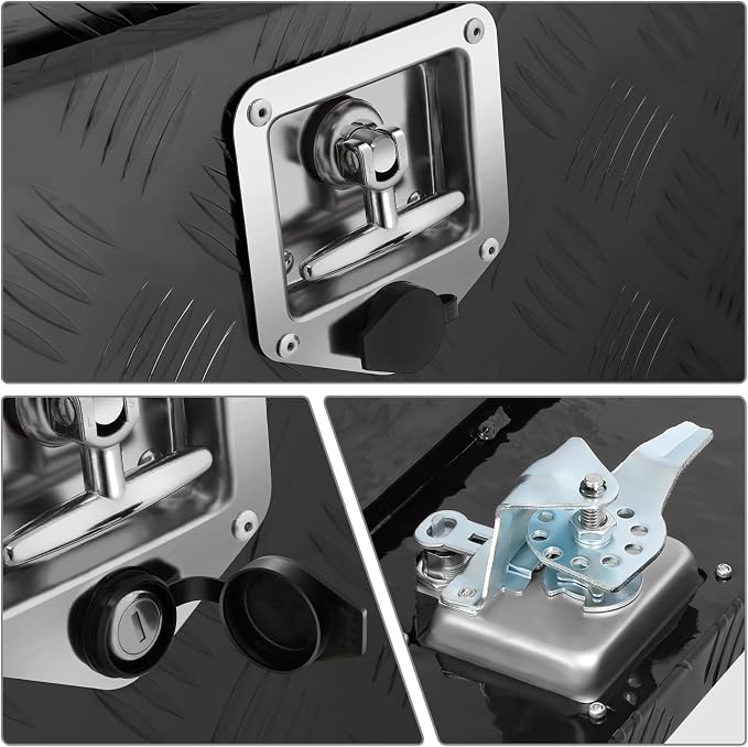 DNA MOTORING Lockable Tool Box for Truck Bed, Aluminum Storage Organizer w/Lock & Keys, 18" L X 18" D X 17.7" H Silver, TBOX-T5-013-BK