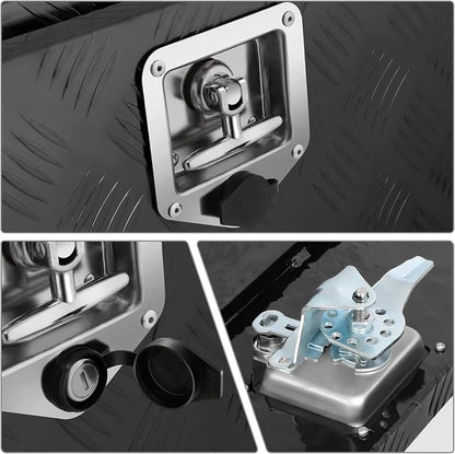 DNA MOTORING Lockable Tool Box for Truck Bed, Aluminum Storage Organizer w/Lock & Keys, 18" L X 18" D X 17.7" H Silver, TBOX-T5-013-BK