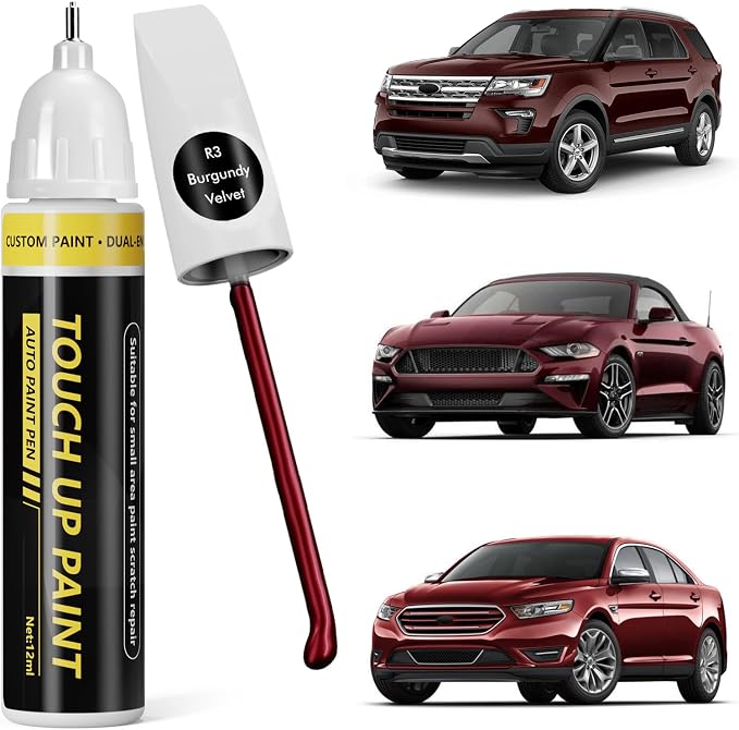 (Burgundy Velvet (R3) Car Touch Up Paint for ford, Car Paint Scratch Repair Kit, 2 in 1 Premium Scratch Remover Pen with Exact Color-Matched
