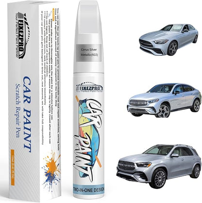 922 Cirrus Silver Metallic Car Touch Up Paint for Mercedes-Benz, Color Match Auto Paint Repair Pen,Professional Car Scratch Repair Remover Pen Quick & Easy to Use