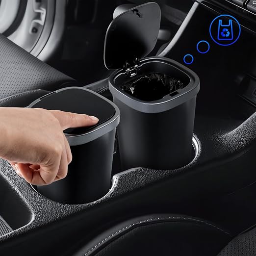 CoBak Car Trash Can with Pop-Up Lid - Elegant Cup Holder or Door Side Trash Container for a Clean and Organized Car Garage