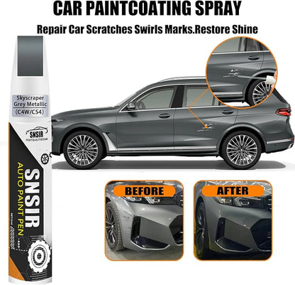 Car Touch up Paint(C4W Skyscraper Grey Metallic) Compatible with BMW | Automotive Paint Pen for 2/3/4/8/X3/X5/X6/X7/Z4/i4, Car Paint Pen Scratch Repair Two-In-One Touch Up Paint