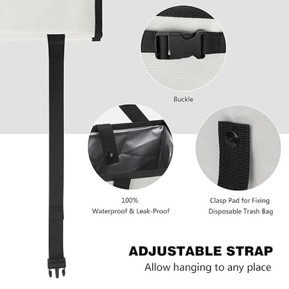 Homelove Car Trash Can, Leak-Proof Waterproof Trash Bin Collapsible Portable Auto Garbage Bag Large Capacity Trashcan Storage Bag Multipurpose Car Organizer Hanging (White)