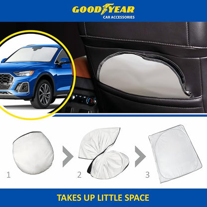 Goodyear Foldable Windshield Sunshade for Audi Q5 2018-2025, SUV car Accessories, Sunshade Cover, Sun Shade Car Windshield, Window Sun Blocker - GY008345