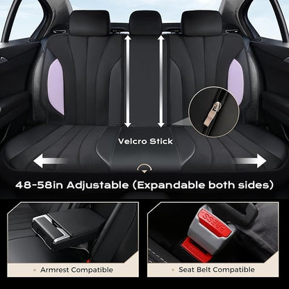 Coverado Seat Covers Full Set, Automotive Car Seat Covers 5-piece, Car Protectors 5 Seats for Car, Purple Auto Seat Covers Spill-Proof Design Universal Fit for SUV, Vans, Sedan, Truck