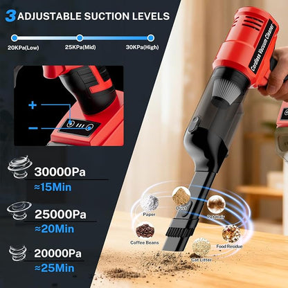 YEX-BUR Cordless Handheld Vacuum for Milwaukee 18V Battery(Tool Only), 240W Powerful Car Vacuum with Brushless Motor, 3-Speed, 5 Filters, Portable Vacuum Cleaner for Home Office Car Pet