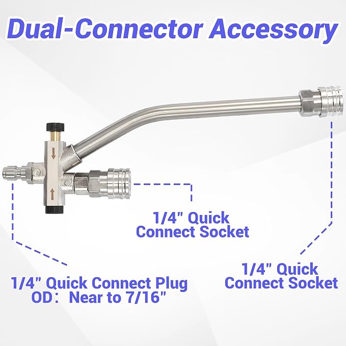 Tool Daily Foam Cannon for Pressure Washer with Double Tip Attachment, Dual Lance Wide Mouth Soap Cannon, 5 Power Washer Sprayer Nozzles, 1/4" Quick Connect, 3600 PSI