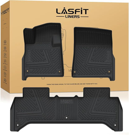 LASFIT Floor Mats for Rivian R1T 2025 2026, All Weather Floor Liner TPE Custom Fit Car Mats for Rivian R1T 1st & 2nd Row Rubber Mats, Black,Tasteless, Durable and Easy to Clean