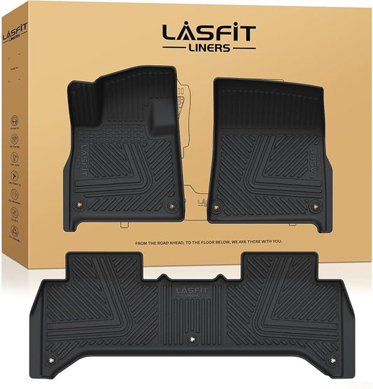 LASFIT Floor Mats for Rivian R1T 2025 2026, All Weather Floor Liner TPE Custom Fit Car Mats for Rivian R1T 1st & 2nd Row Rubber Mats, Black,Tasteless, Durable and Easy to Clean