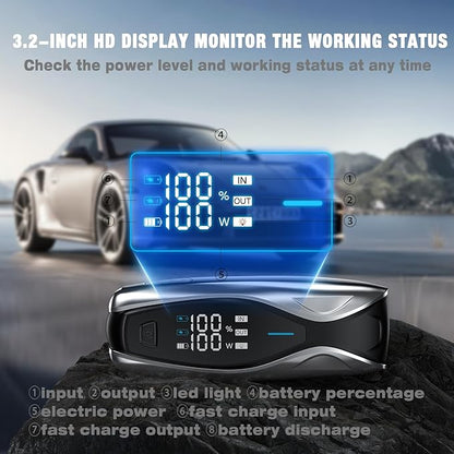 NEXPOW X7 3000A Car Jump Starter, 12V Portable Battery Pack with 60W PD Two-Way Fast Charging, 3.2" HD Display, Up to 12L Gas & 10L Diesel