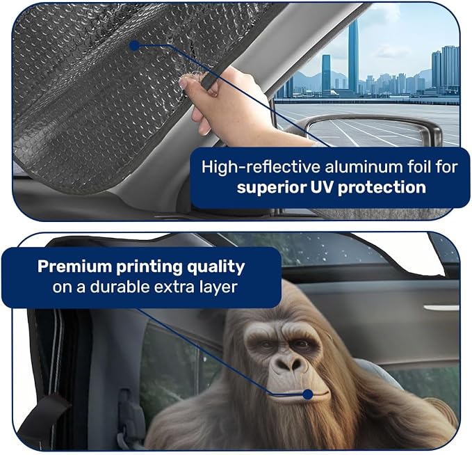 GENANY Bigfoot Windshield Sun Shade for Car SUV Truck (55x30 Inches), Front Window Visor for Windows, Protector Blocks UV