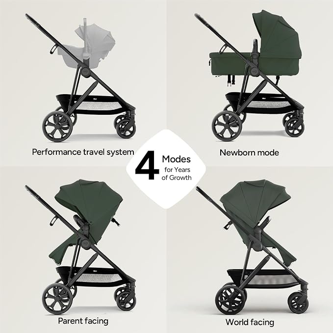 Mompush Wiz Pro 2-in-1 Baby Stroller, Full-Size All-Terrain Premium Stroller with Newborn Mode and Reversible Seat, Snack Tray Included, Large UPF 50+ Canopy & Storage Basket