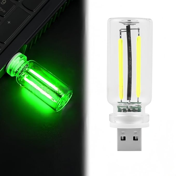 Touch Control Retro LED nightlight - Mini USB Light, Multi-Color Environment, car, Bedroom, Atmosphere Light, 90's Japanese Style dimmer Switch (Green)