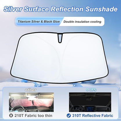 Windshield Sun Shade for 2021-2026 Ford F150, Foldable Front Window Sunshade, 310T Reflective UV Blocker, Keep Vehicle Cool