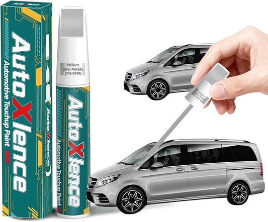 Brilliant Silver Metallic(744/9744) Touch Up Paint Compatible with Mercedes-Benz Car Paint Pen Scratch Repair Automotive Scratch Remover Fix Exact Color Match