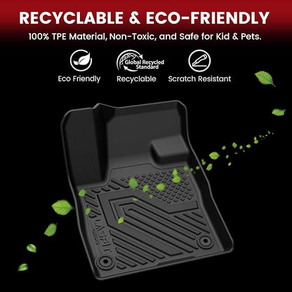 LASFIT Floor Mats for Lincoln Nautilus 2026 2025 2024, All Weather TPE Custom Fit Full Coverage Floor Mats for Cars, Refined Interior Protection, Front Rear Rows, Black