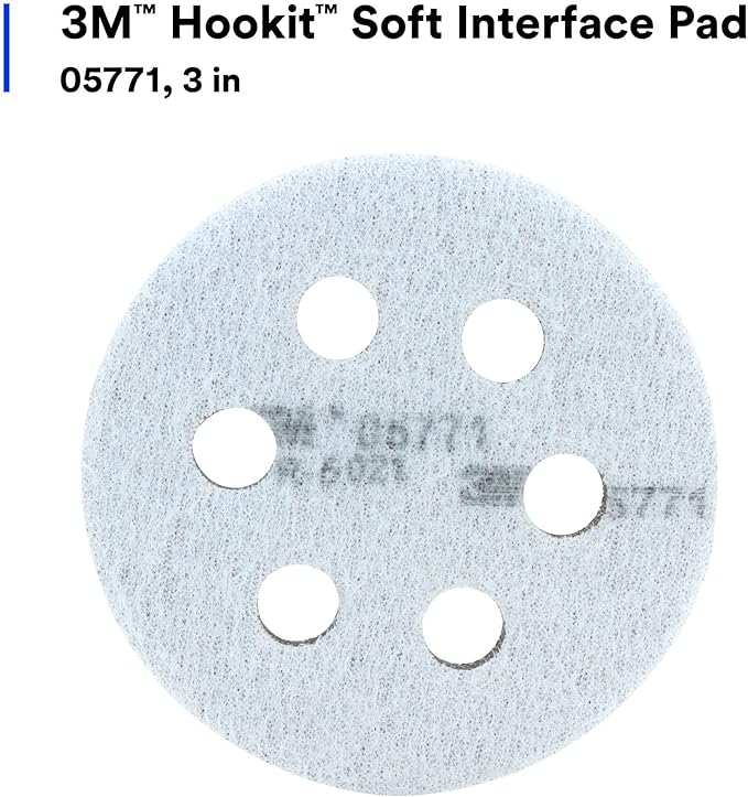 3M Hookit Soft Interface Pad 05771, 3 in, Foam, Quick Change, Soft Pad for Autobody Sanding