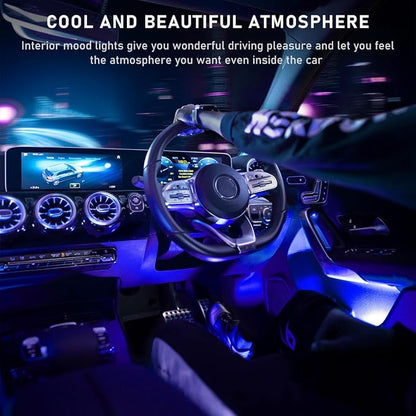 Ohleats Car LED Strip Light, 48 LED RGB Auto Interior Atmosphere Lights, Cigarette Lighter Under Dash Ambient Night Light, Interior Lamp Lighting Kit (Blue, Cigarette Lighter)