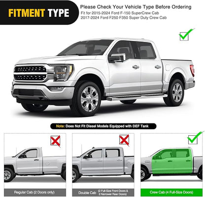 Nilight Running Boards for 2015-2026 Ford F-150 SuperCrew Cab 2017 2018 2019 2020 2021 2022 2023 2024 2025 2026 Ford F250 F350 Super Duty Crew Cab 6 Inch Stainless Steel Bolt-on Side Step Nerf Bars