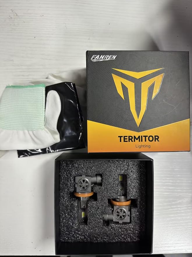 Termitor Latest H11 Driving Light Bulbs, 45,000LM Brightness, 6500K Cool White H9/H8/H16 Driving light bulbs, 10-Year Service Life with Cooling Fan, Real 1:1 Mini Size, Plug-N-Play, Pack of 2