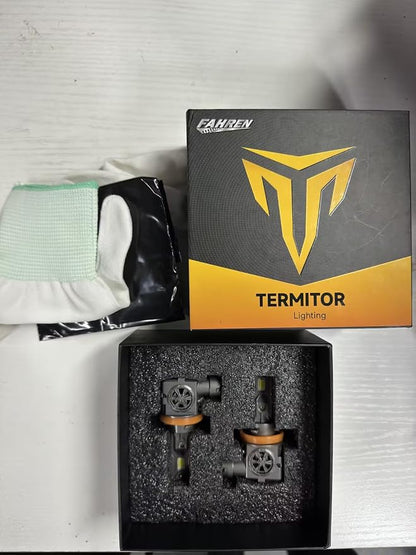 Termitor Latest H11 Driving Light Bulbs, 45,000LM Brightness, 6500K Cool White H9/H8/H16 Driving light bulbs, 10-Year Service Life with Cooling Fan, Real 1:1 Mini Size, Plug-N-Play, Pack of 2