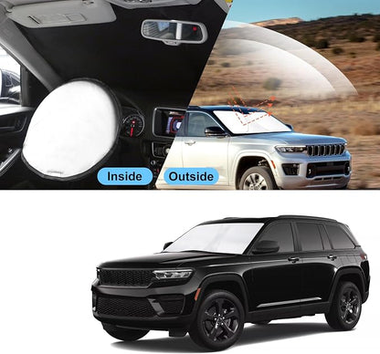 TINGLU Sun Shade for Jeep Grand Cherokee L/Jeep Grand Cherokee SUV 2021-2025 2026 Accessories Windshield Sun Shade Window Shade UV Rays Protection Sun Visor Cover