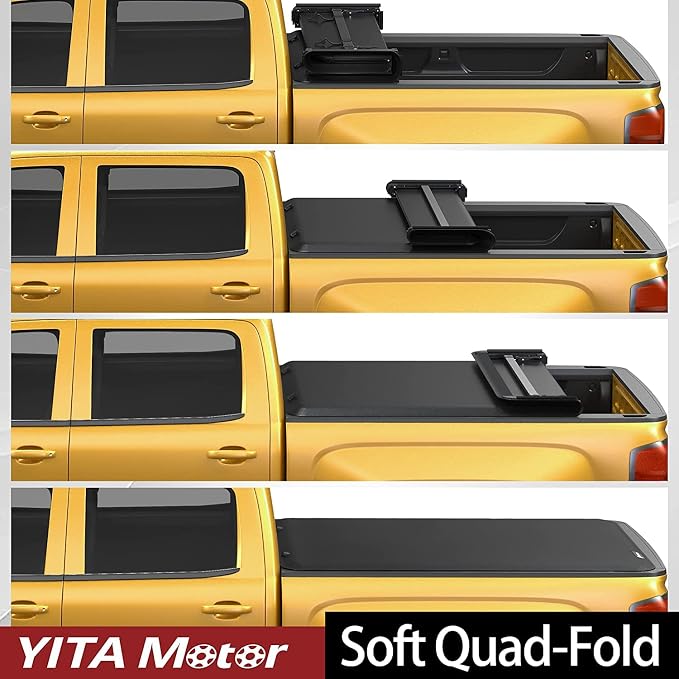 YITAMOTOR Soft Quad Fold Truck Bed Tonneau Cover Fits for Dodge Ram 1500 New Body Style 2019 2020 2021 2022 2023 2024 2025 2026, Fleetside 5.7 ft Bed Without Rambox