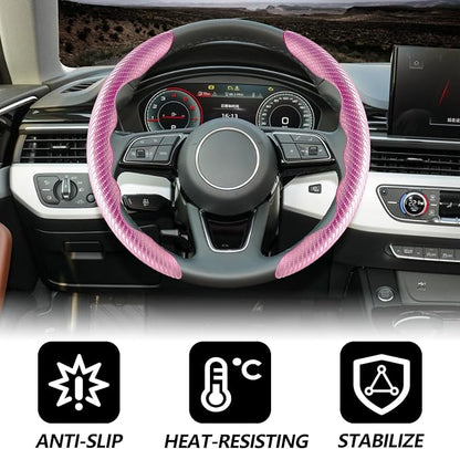 2pcs Universal Fit Carbon Fiber Steering Wheel Cover, Anti-Skid Steering Wheel Cover/Segmented Steering Wheel Protector/Car Interior Accessories (Plik)