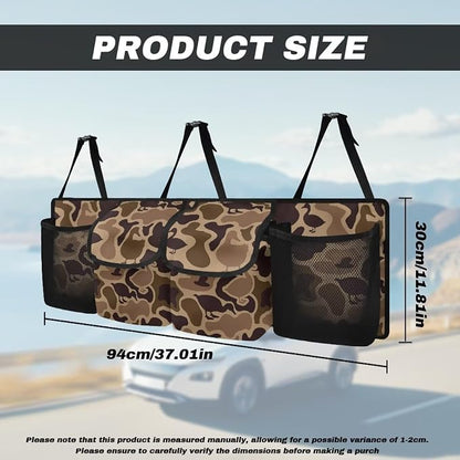 Duck Camo Hanging Car Organizer 4 Pockets Trunk Storage Organizer with Adjustable Straps Large Capacity Backseat Hanging Storage Bag Universal Fit for Cars SUV Sedans