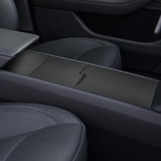 NVCNX Hard Rigid Real Carbon Fiber for Tesla New Model 3/Y Highland 2024-2026 for Juniper 2025 2026 Accessories Center Console Cup Holder Organizer Panel Cover Interior Trim 3PCs - Matte Carbon